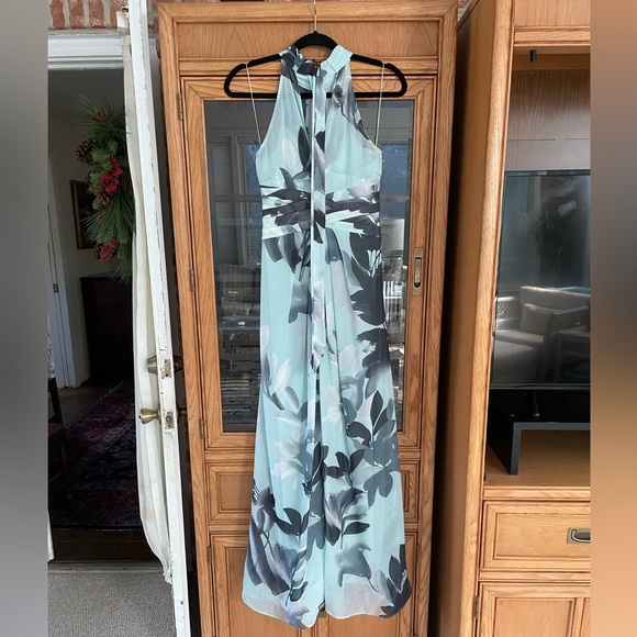 Adrianna Papell Floral Halter Sleeveless Chiffon Gown, Size 0 - Picture 2 of 14